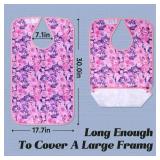 Adult Bibs - 3 Pcs Washable Clothing Protector with Crumb Catcher, Reusable Waterproof Large Feeding Adult Bib?Butterfly?