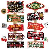 20 Packs Casino Theme Party Decorations Las Vegas Themed Party Directional Signs Casino Sign Playing Cards Cutouts Backdrop Photo Booth Props for Game Night Movie Night Birthday Decors Supplies