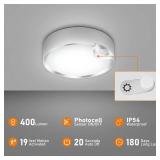 TOOWELL Motion Sensor Ceiling Light Battery Operated IndoorOutdoor LED Ceiling Lights for Closet Hallway Pantry Laundry Stairs Garage Bathroom Shower Porch Shed Wall 400LM Motion Activated Light