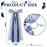 Suncalla 2 Pcs Chinoiserie Ribbon Bow for Wreath Large Blue and White Wreath Sash for Front Door Xmas Tree Topper Bow Ribbons Bundle Assorted Sash for Party Indoor Outdoor Decoration