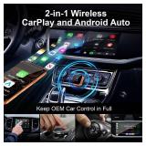 Wireless Carplay Adapter for iPhone,Wired CarPlay to Wireless,Android Auto 2in1 Mini USB Design with Fast Stable Connection Car Play for Apple iOS 10+, Android 11+ Version