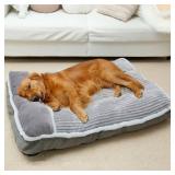Dog Bed for Large Dogs, Dog Mattress with Pillow for Crate Kennel, Sofa pet Bed, Super Soft pet Bed for Medium, Jumbo, Small Dogs Breeds (Grey, XX-Large:(46\x30\inx4\in)in