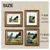 Splinterix 8x10 Gold Picture Frame, 2 Pack Ornate Vintage Picture Frames for Wall or Tabletop Display, 8x 10 Photo Frame Gold with Real Glass, Display Poster 5x7 with Mat or 8x10 without Mat for Antiq