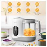 BEAR 2024 Baby Food Maker | One Step Baby Food Processor Steamer Puree Blender | Auto Cooking and Grinding | Baby Food Puree Maker with Self Cleans | Touch Screen Control, White