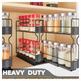 SpaceAid Pull Out Spice Rack Organizer for Cabinet, Heavy Duty Slide Out Seasoning Kitchen Organizer, Cabinet Organizer, with Labels, 5.2\ W x10.75 D x10 H, 2 Drawers 2-Tierin