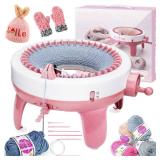 Knitting Machine 40 Needles,Smart Loom Knitting Machine,Knitting Board Rotating Double Knit Loom Machine for AdultsKids Gift,DIY Knit Scarf Hat Sock(with Wool)