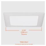 *See Minor Scratches* HALO 10P Recessed Ceiling Light Square Trim with Glass Albalite Lens, White,9.5\ L x 1.2\in W x 9.3\in Hin