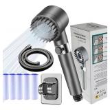 2025 NEW filtered Showerhead,3 spray modes handheld shower,adjustable shower head with offon,with 591.5M hose,suitable for bathing and rinsing fish tank and pets (Grey)