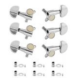 QWORK 6-Pack Guitar Tuning Pegs - Universal 3L+3R Machine Heads Knobs Tuning Keys for Acoustic and Electric Guitars - High Quality Zinc Alloy Metal Tuners with Installation Accessories