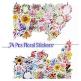 Mr. Pen- Tiny Floral Stickers Laptop, 74 pcs, Stickers for Water Bottles