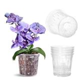 TRUEDAYS Orchid Pot  4 Pack 6 Inch Clear Orchid Pots with Drainage Holes for Repotting  Ideal for Healthy Root Growth  Sturdy Plastic Plant Pot for Indoor and Outdoor Plants
