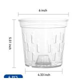 TRUEDAYS Orchid Pot  4 Pack 6 Inch Clear Orchid Pots with Drainage Holes for Repotting  Ideal for Healthy Root Growth  Sturdy Plastic Plant Pot for Indoor and Outdoor Plants