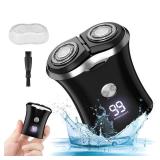 Mini Portable Electric Travel Shaver - Pocket Size Washable USB Rechargeable Shaving Razor Cordless and Compact Small Rotary Shavers Wet and Dry Waterproof Mini Shave for Men Teen Boys Face