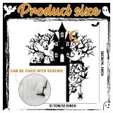 Haunted House Halloween Wall Decorations Metal Door Corner Decoration Ghost and Bat Door Topper Spooky Wall Art for Halloween Home Party