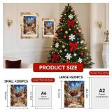 MEATRN Christmas Santa Sleigh Wooden Puzzles for Adults and Kids - 200 Pcs, Luxury Shaped Wood Jigsaw Puzzle, 8.9\x11.8\in, Challenging Holiday Family Game, Home Decorin