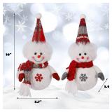 Juegoal 2 Pack Christmas Table Decorations, 10 Inch Lighted Snowmen Figurines, Light Up Snowman Holiday Present, Battery Operated Xmas Gifts Winter Tabletop Ornaments Dinner Party Supplies