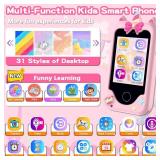 Kids Phone Toys for Girls, 3 4 5 6 7 8 Year Old Boys Girls Christmas Birthday Gifts for Kids, 2.8\ Touchscreen Smartphone Toddler Cell Phone, Children Play Toy Phone with Camera, Game, Music, 8GB Card