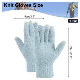 PATIKIL 8.7\ x 3.5\in Touchscreen Winter Gloves, 1 Pair Unisex Knit Gloves Touch Screen Texting Gloves Driving Warm Gloves in Common Size for Men Women, Light Greenin