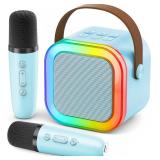 Mini Karaoke Machine for Kids, 2026 TOP Toys Birthday Gifts Ideas for Girls Ages 4, 5, 6, 7, 8, 9, 10, 12+ Years Old, Portable MP3 Player with 2 Wireless Mics for Family Home Party