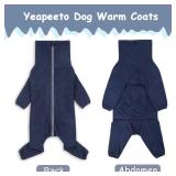 Dog Winter Coat for Large Medium Small Dogs, Warm Fleece High Collar Full Body Dog Jumpsuit Comfortable Onesie Apparel (Dark Blue, X-Large)
