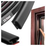 Black Rubber Weather Stripping Door Seal Strip, D Shape Door Weather Seal Strip, Self-Adhesive Soundproofing Frame Insulation Tape for Doors FrameWindow Seal,Blocks Cold Drafts Noise