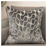 Yangest Silver Grey Square Throw Pillow Cover Wavy Velvet Cushion Cover Modern Zippered Pillowcase for Sofa Couch Bedroom Living Room Chair, 20 x 20 Inch