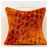 Yangest Orange Square Throw Pillow Cover Wavy Velvet Cushion Cover Modern Zippered Pillowcase for Sofa Couch Bedroom Living Room Chair, 20 x 20 Inch