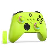 WandO Wireless Controller for With Xbox One, Xbox Series XS, Xbox One XS, PC, With RGB LED Light, Mappable Buttons, With 2.4GHZ Wireless Adapter Gamepad (Electric Volt)