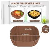 Boribim 2 PCS Square Silicone Air Fryer Liners - 8 Inch Reusable Air Fryer Pot - Air Fryer Accessories - Air Fryer Inserts for 4 to 7 QT Oven Microwave Accessories (Black + Brown)