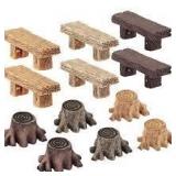 Skylety 12 Pieces Miniature Garden Ornaments, Includes 6 Pieces Retro Wooden Style Benches, 6 Artificial Mini Root Stump for Moss Terrariums Landscape Accessories Decorations