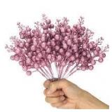 Pink Glitter Berry Stem Bundle
