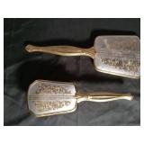 Gold Tone Vanity Brush Set
