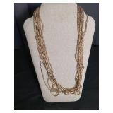 Multi-Strand Gold Glass Bead Necklace