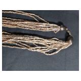 Multi-Strand Gold Glass Bead Necklace