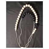 Modern Black and White Wooden Bead Necklace
