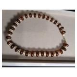 Brown Wood and Ivory Color Bead Necklace