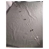 Long Silver Chain Necklace with Black Beads and Crystal Accents