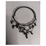 Black Glass Beaded Cascade Necklace