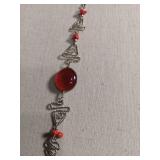 Red Coral and Silver Filigree Bracelet