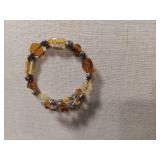 Amber Crystal Silver Bead Bracelet