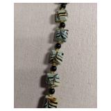 Marbled Glass and Onyx Bracelet