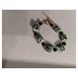 Marbled Glass and Onyx Bracelet