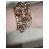 Crystal and Rose Gold Beaded Wrap Bracelet