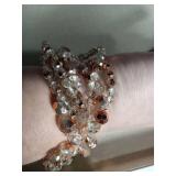 Crystal and Rose Gold Beaded Wrap Bracelet