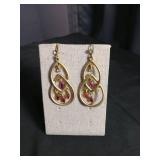 Pink Crystal Gold Tone Jewelry Set