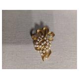 Gold Tone Pearl Cascade Brooch