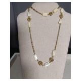 Mother of Pearl and Gold Flower Station Necklace