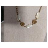 Mother of Pearl and Gold Flower Station Necklace