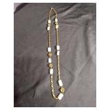 Mother of Pearl and Gold Flower Station Necklace