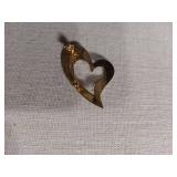 Gold Tone Heart Pin Brooch